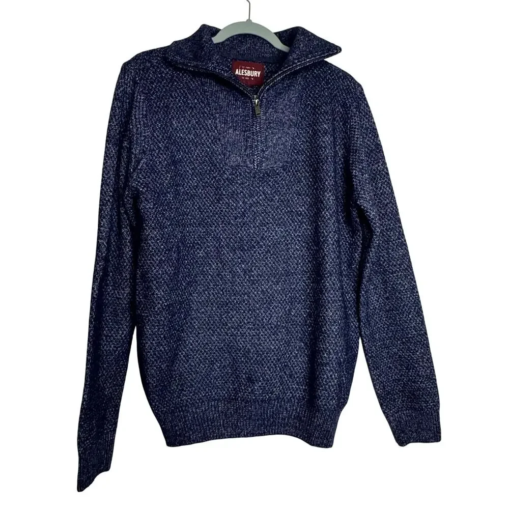 Alesbury 1/4 Zip Pullover Sweater Navy Blue Mock Neck NWT Men's Size Medium